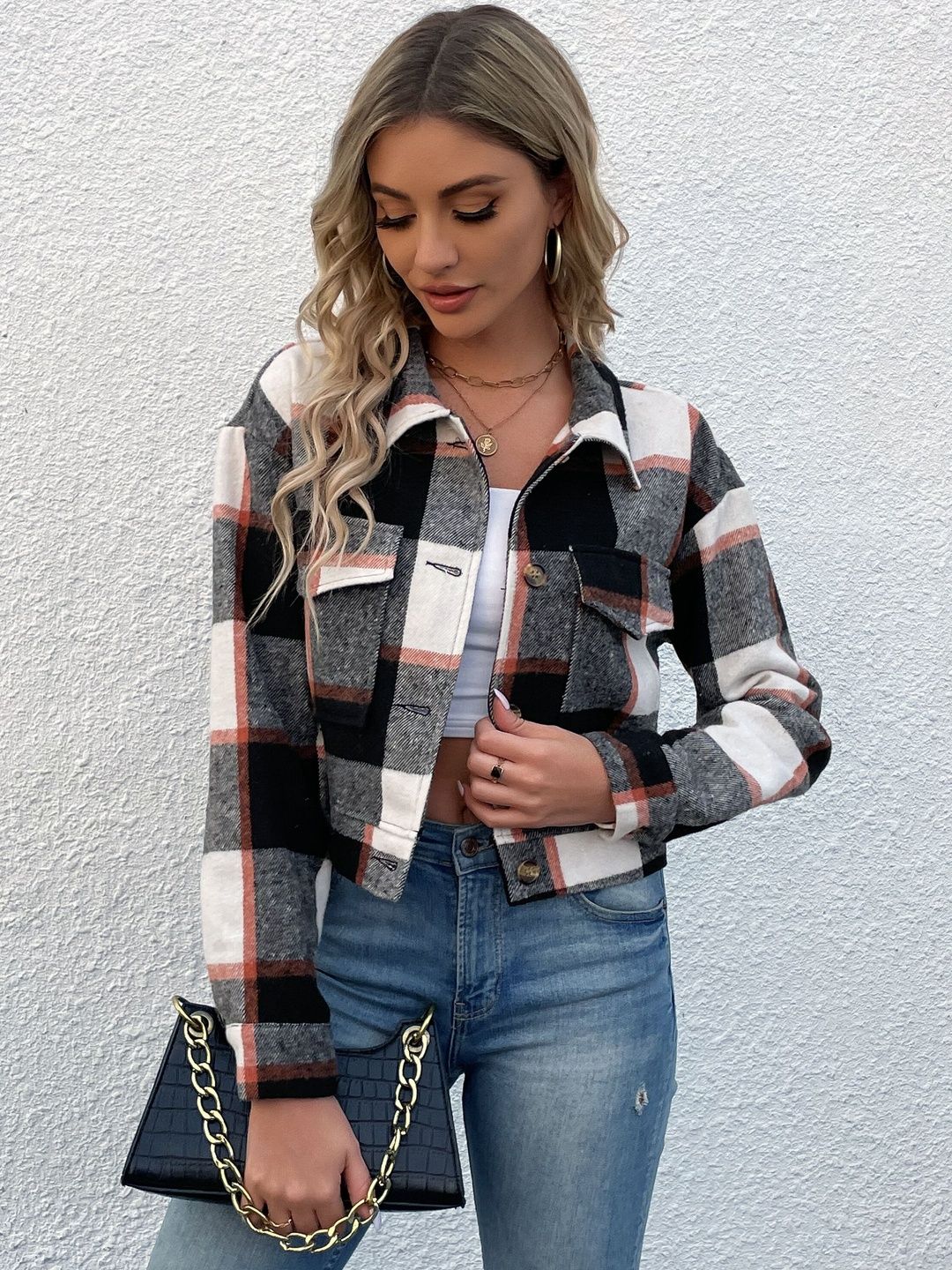 Women Checked Tailored Jacket