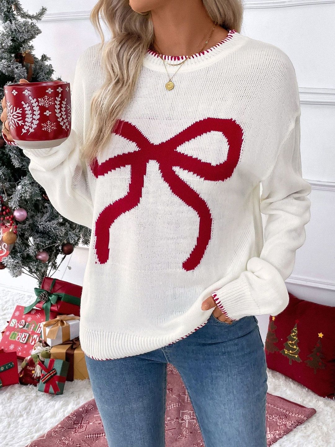 Women Printed Woollen Pullover