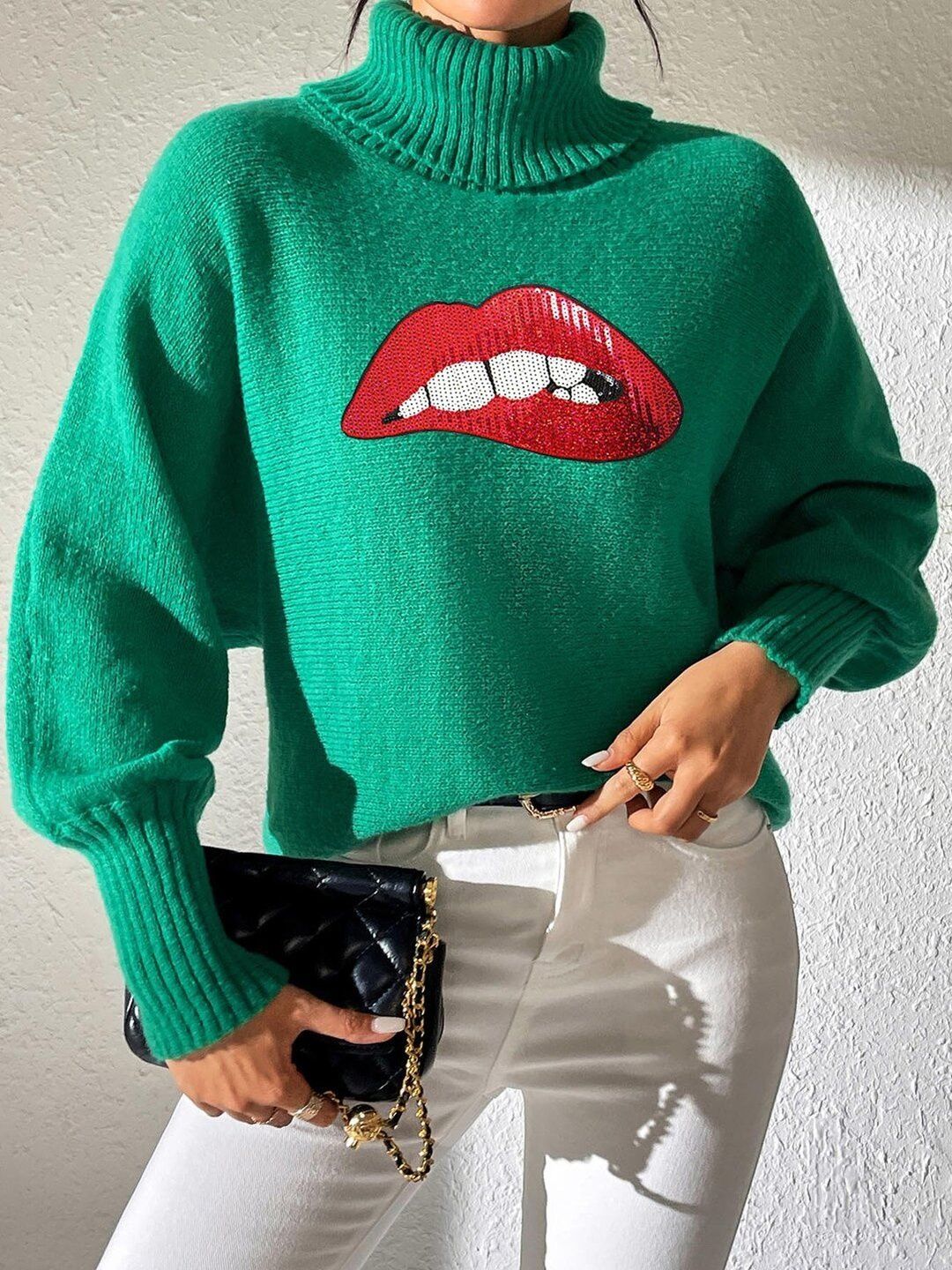 Women Printed Pullover with Embellished Detail