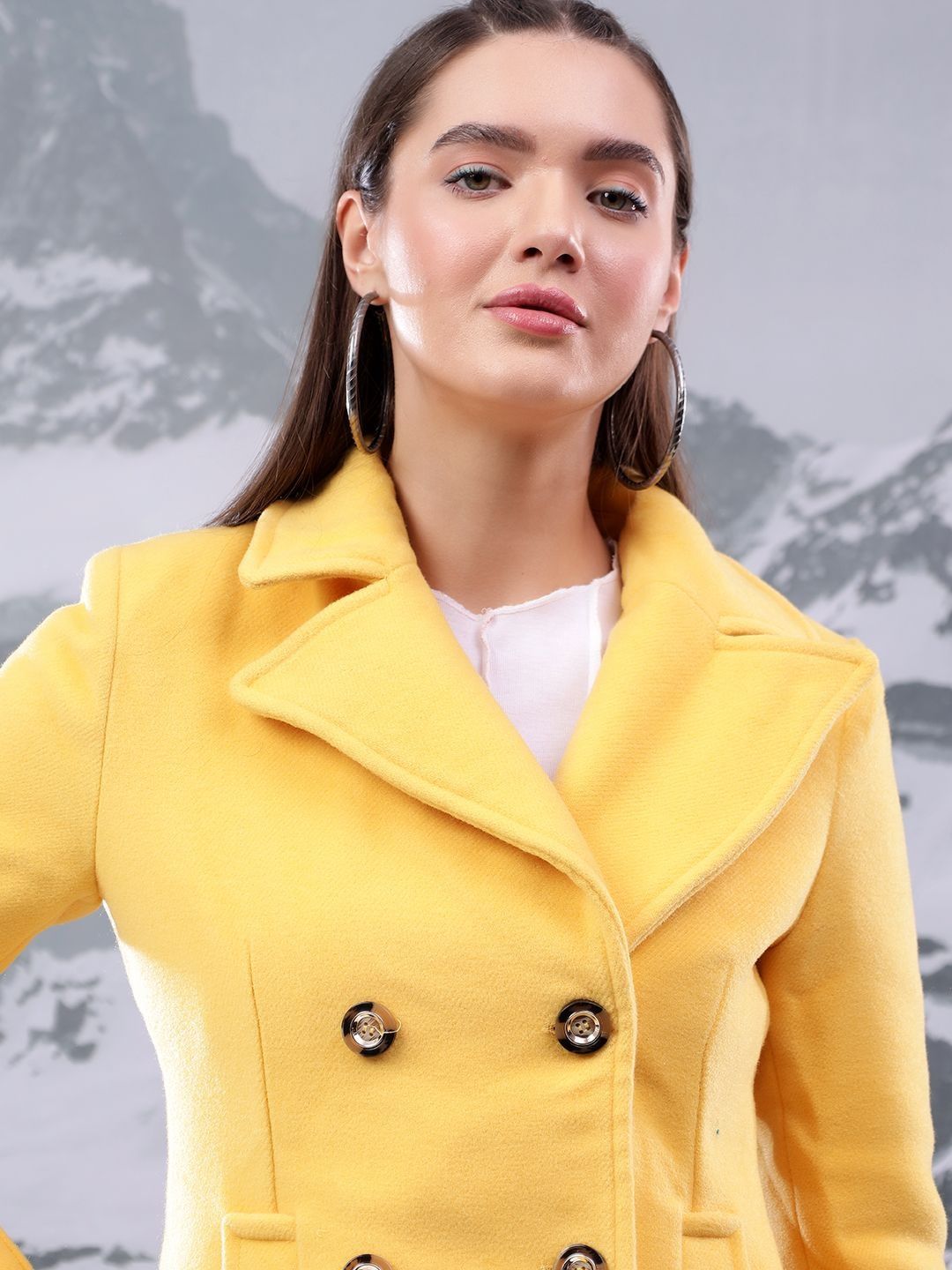 NOWI Solid Cotton Double Breasted  Coat