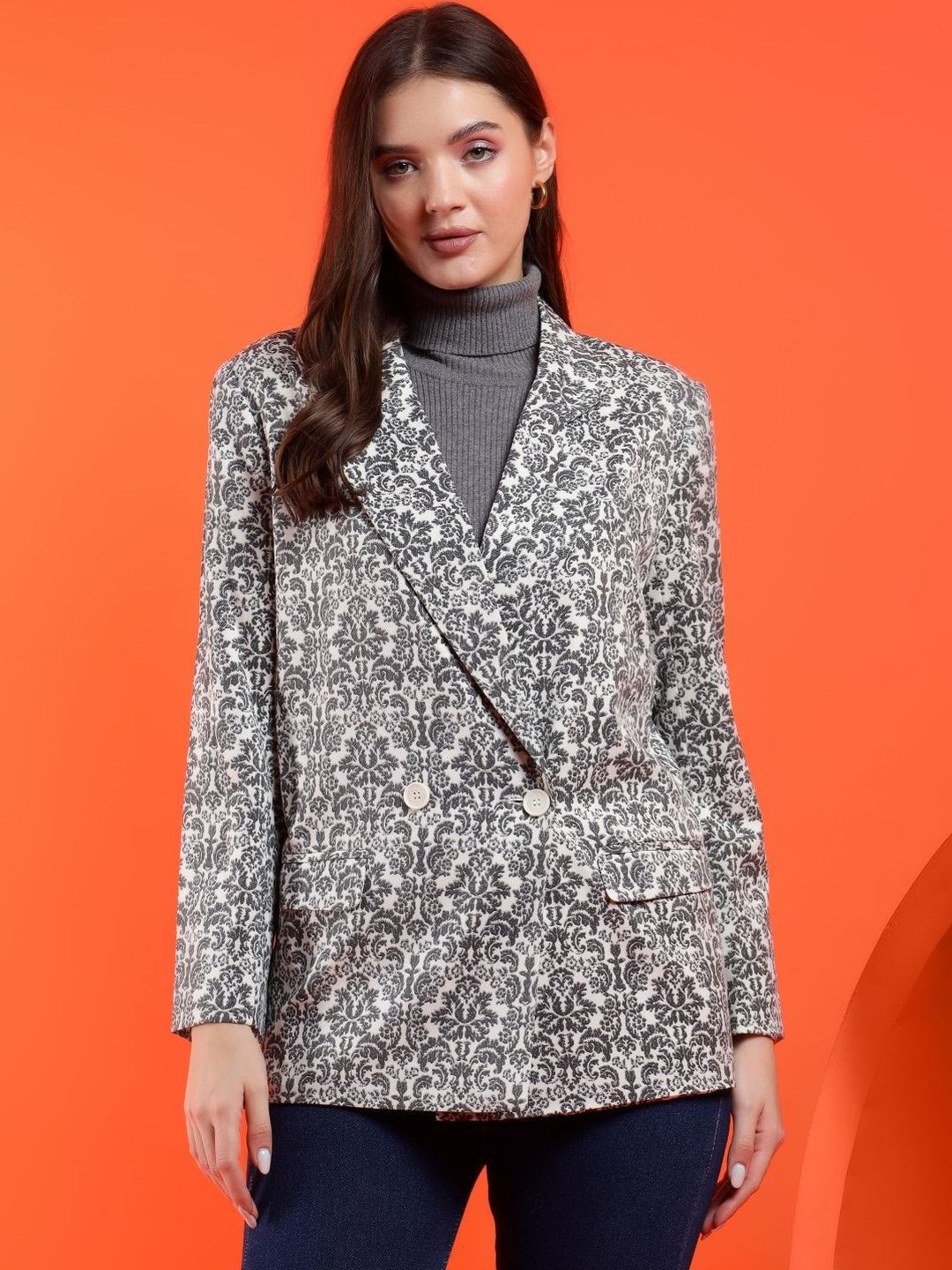 Pinted Shawl Collar Double-Breasted Blazers