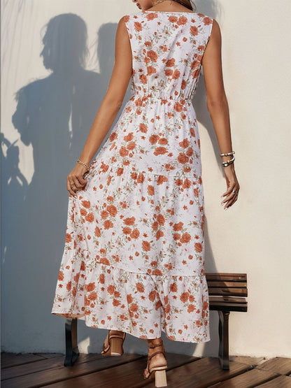 Floral Print A-Line Maxi Dress