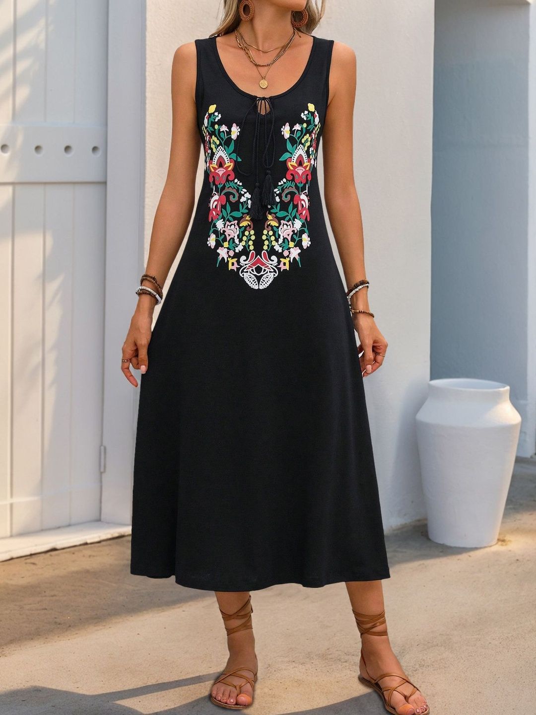 Floral Embroidered Maxi Midi Dress