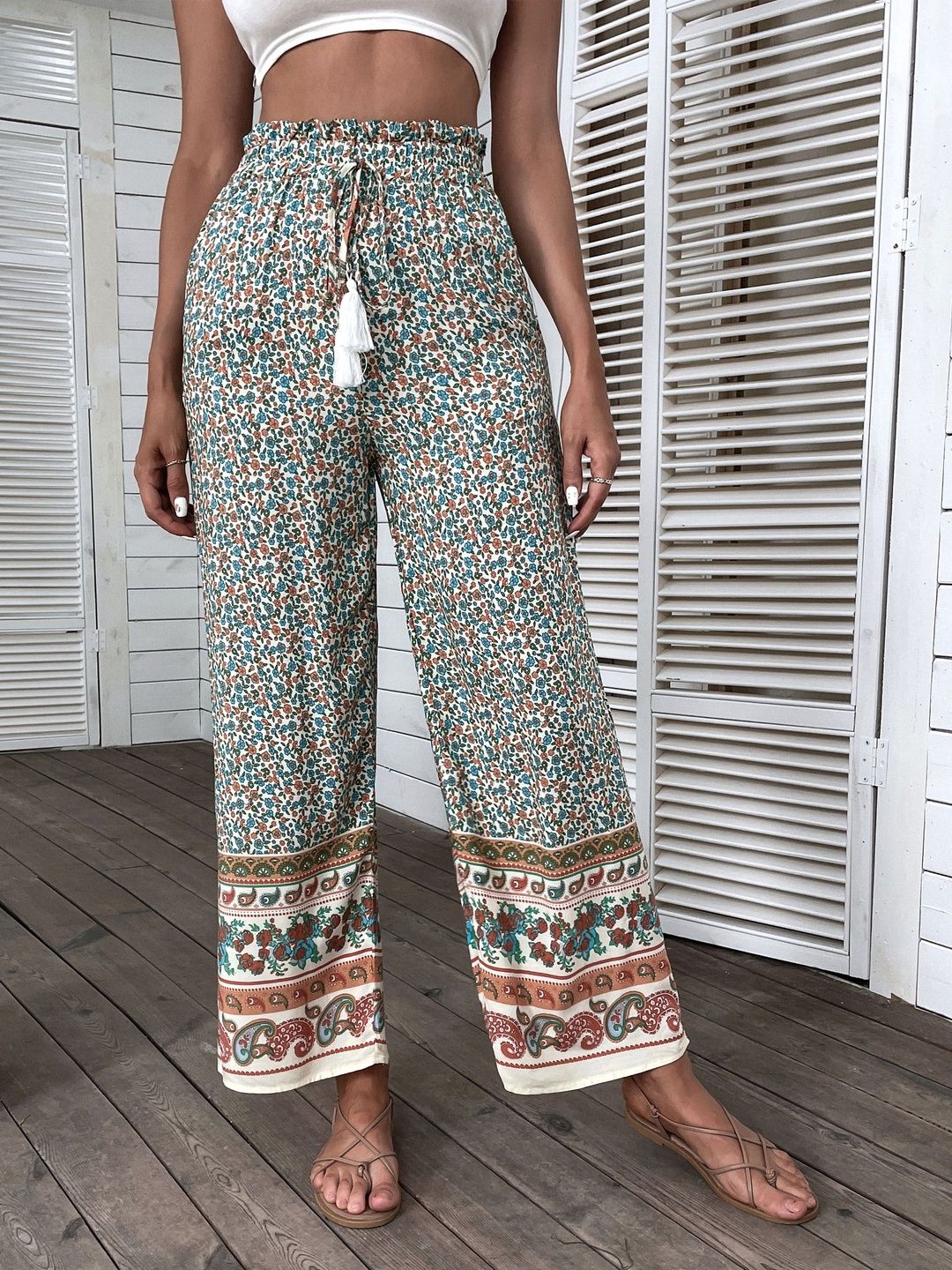 Women Floral Printed Non Iron Trousers
