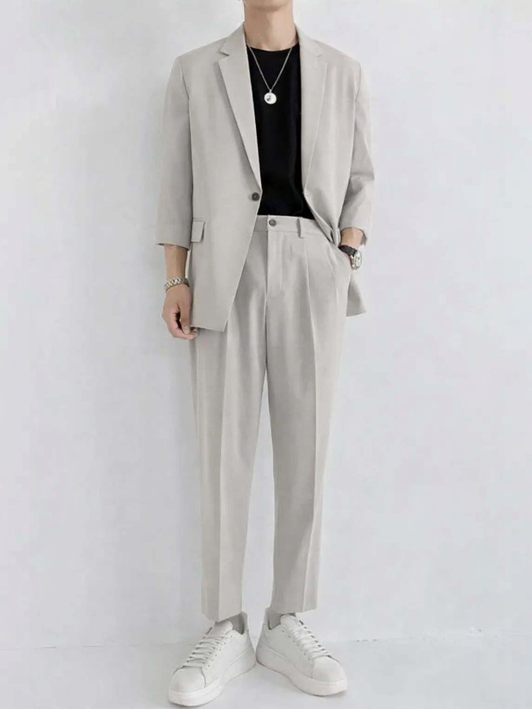 Solid Blazer with Trousers