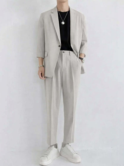 Solid Blazer with Trousers