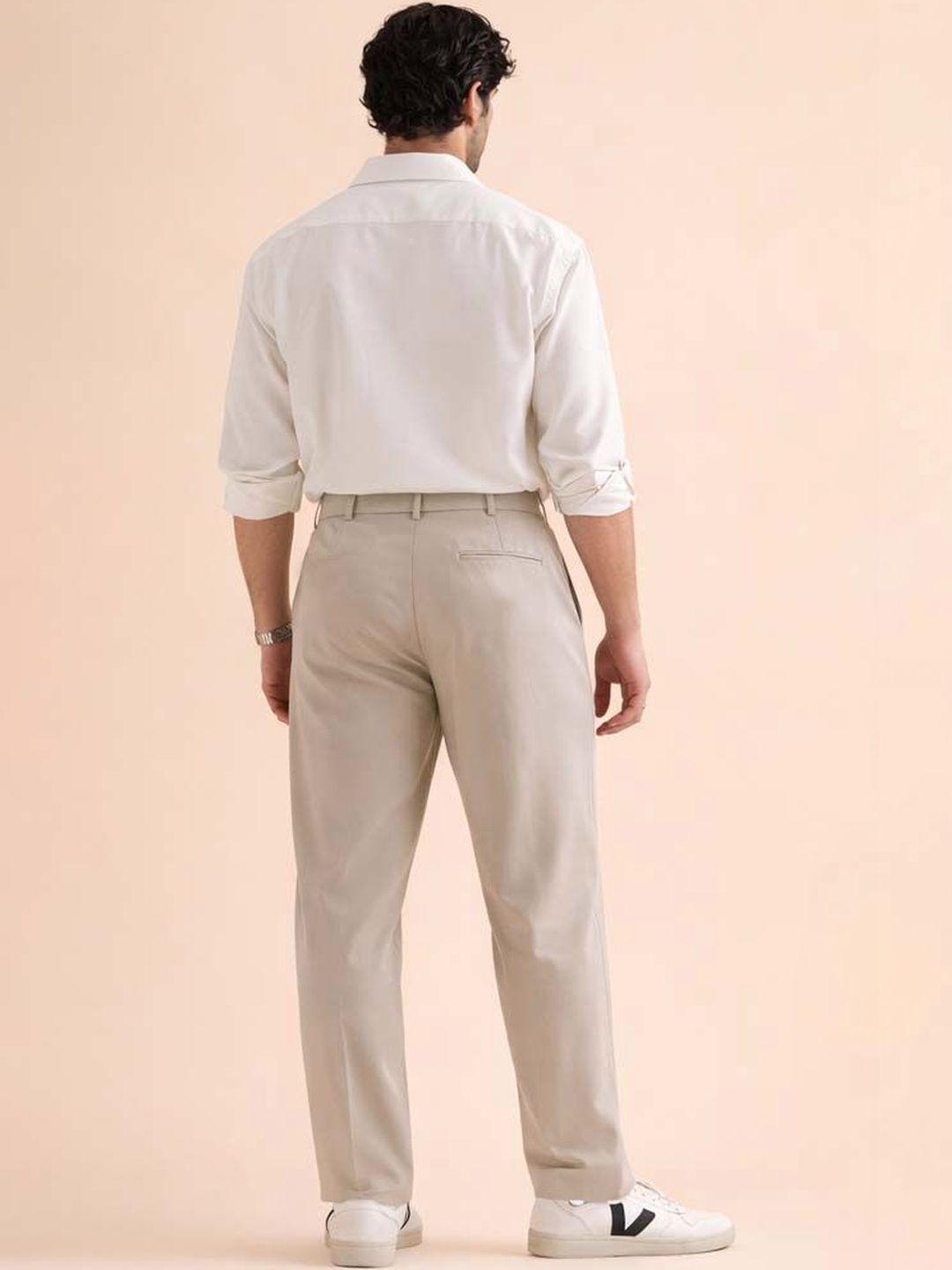 Men Straight Fit Wrinkle Free Pleated Trousers