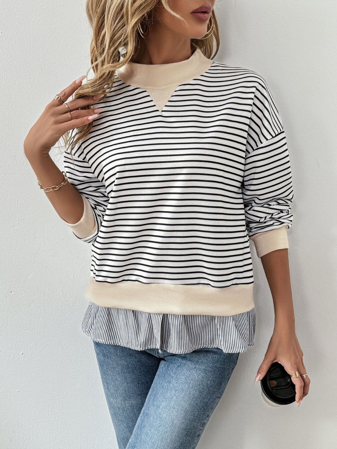 Women Striped Sweatshirt