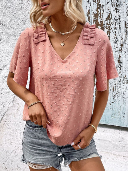 Flutter Sleeve Ruffles Cotton Top