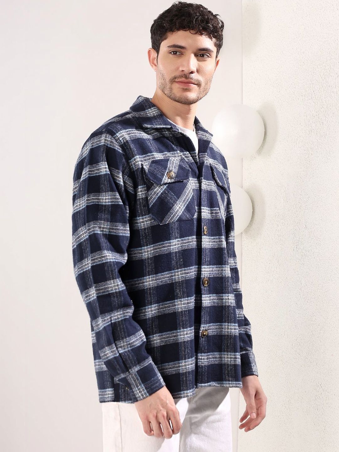 NOWI Men Tartan Checks Checked Casual Shirt