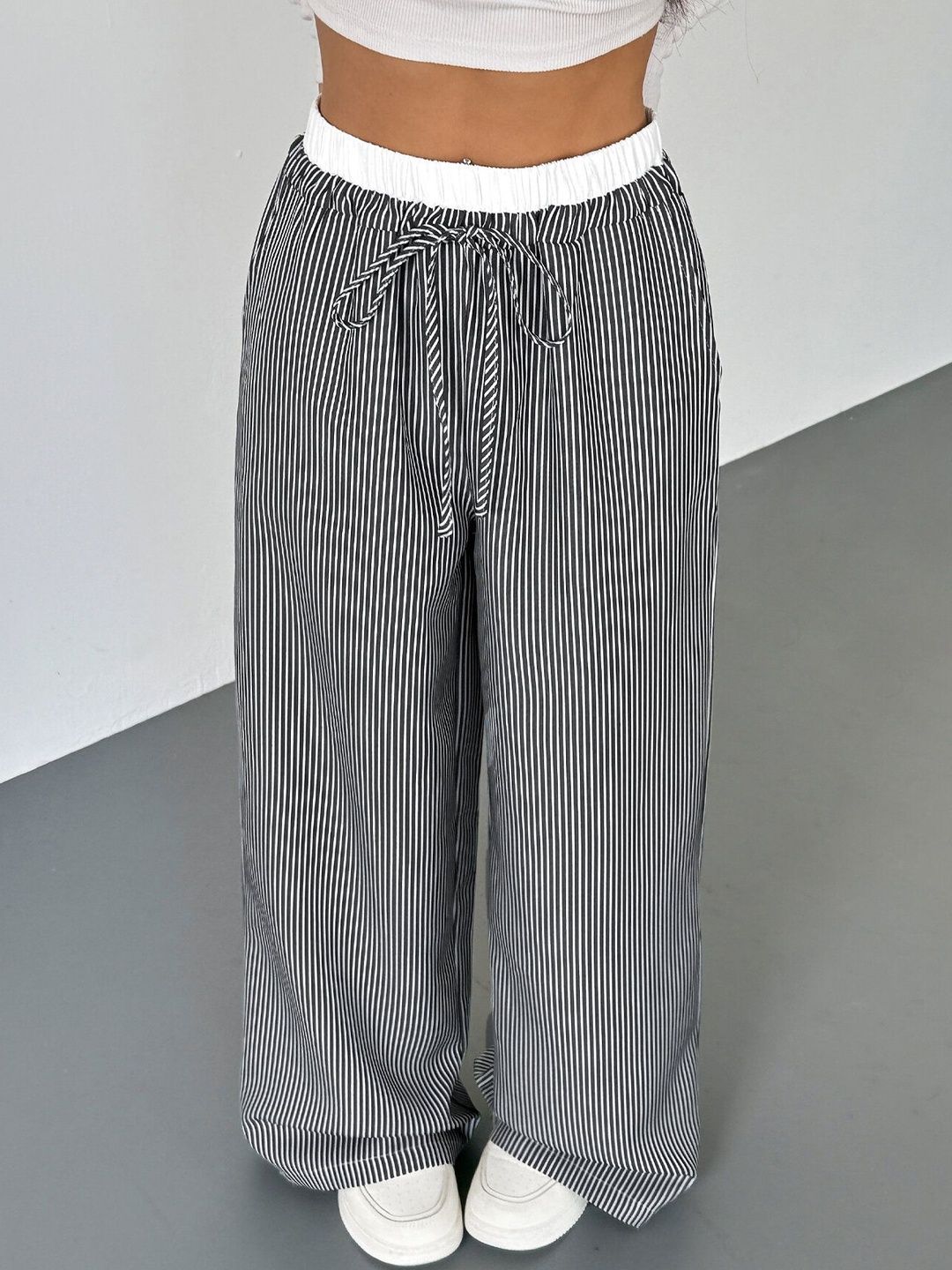 Women Striped Loose Fit Trousers