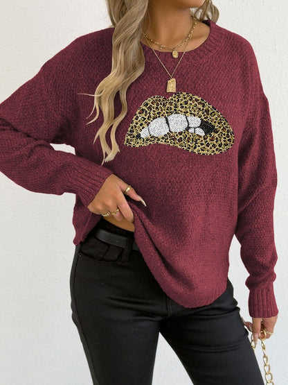 Women Animal Printed Pullover with Embellished Detail