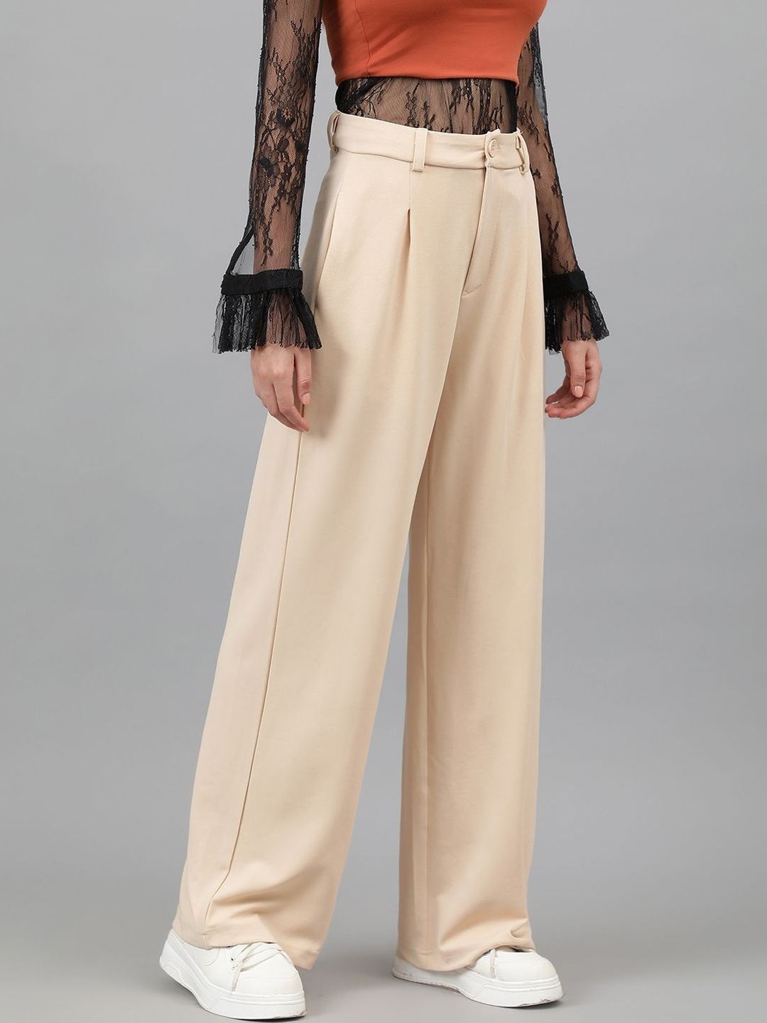 NOWI Women High-Rise Easy Wash Trousers