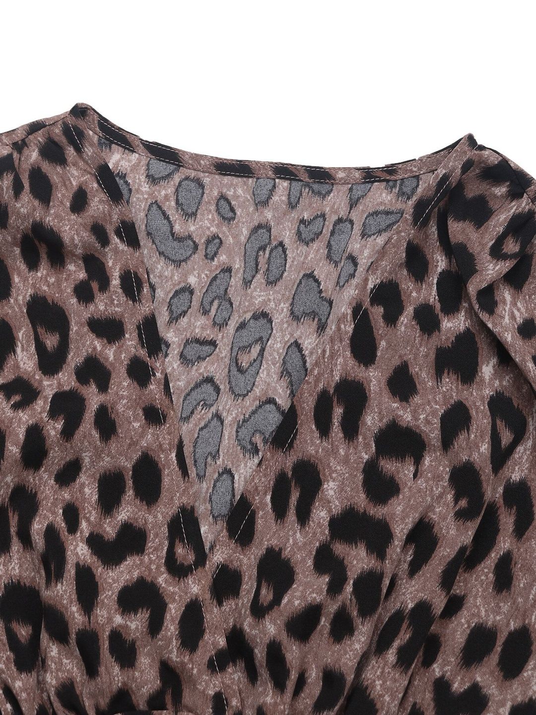 Women's Brown Animal Print Midi Dress