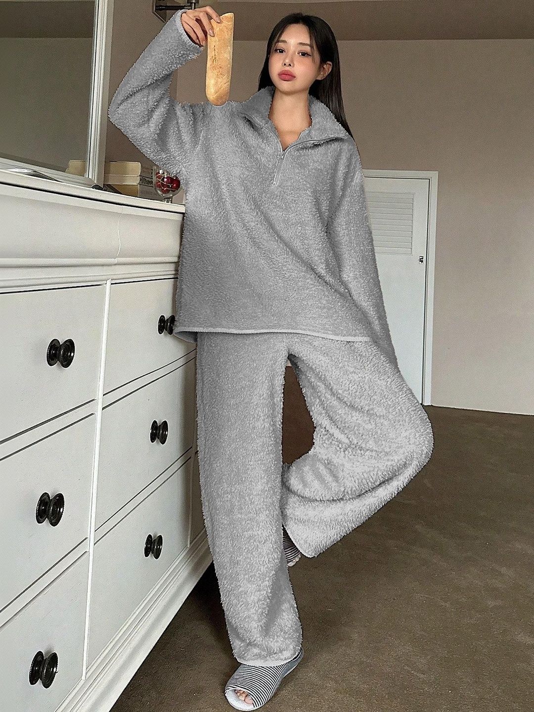 Night suit in Grey - Nowi Korean Fashion