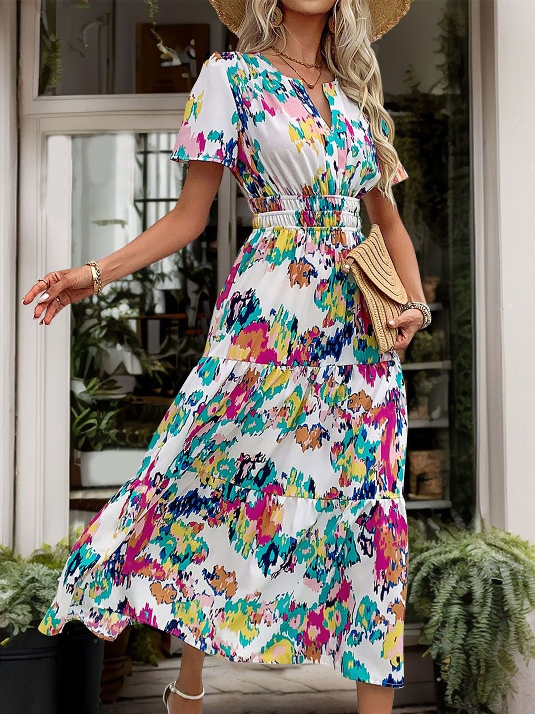 Print A-Line Midi Dress