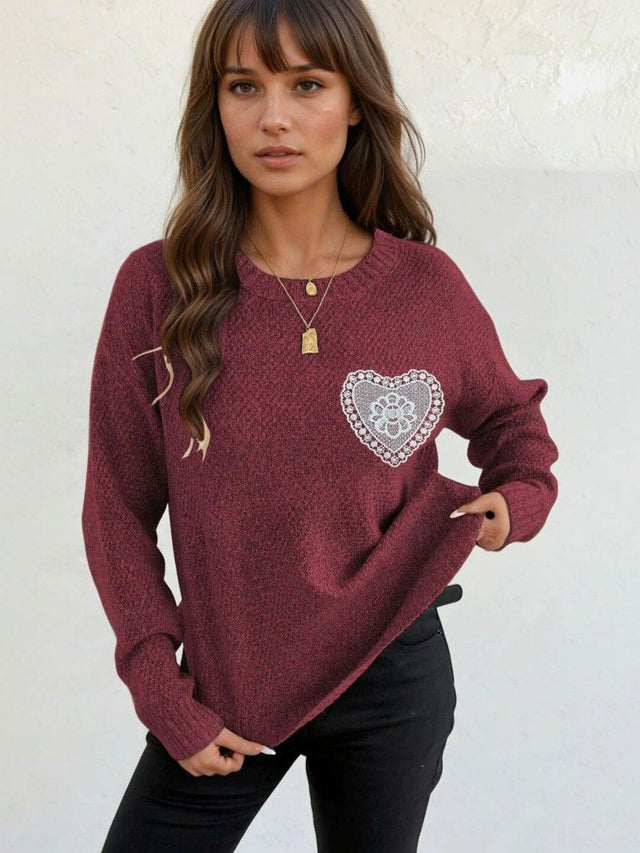 Pullover in Maroon acrylic - Nowi Korean Fashion
