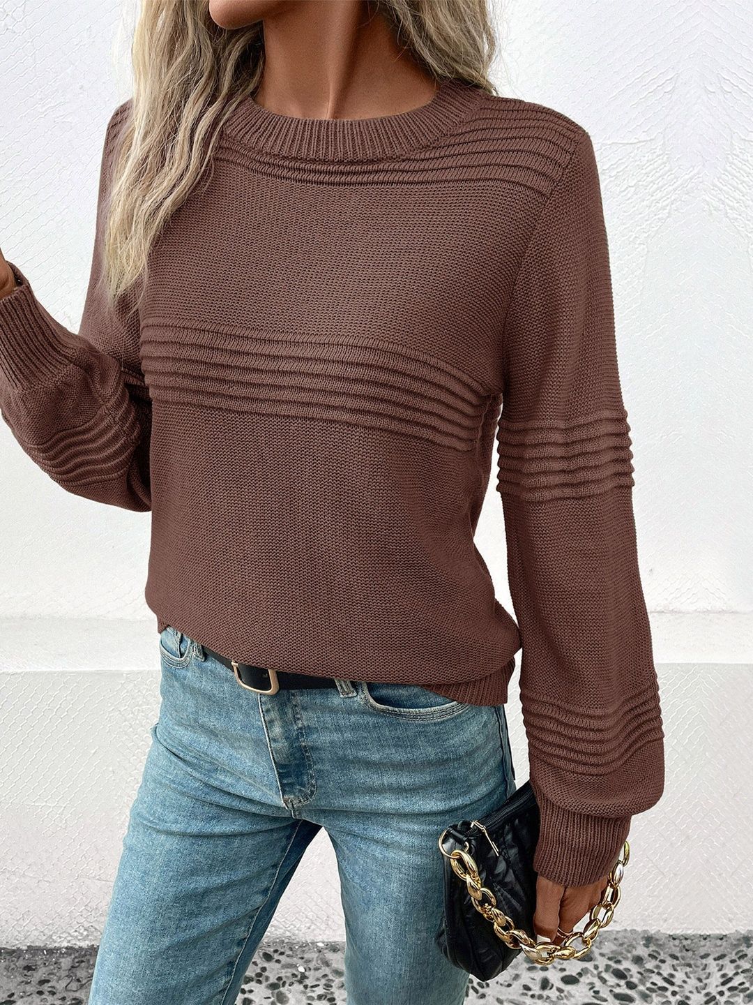 Pullover in Brown Style 163 - Nowi Korean Fashion