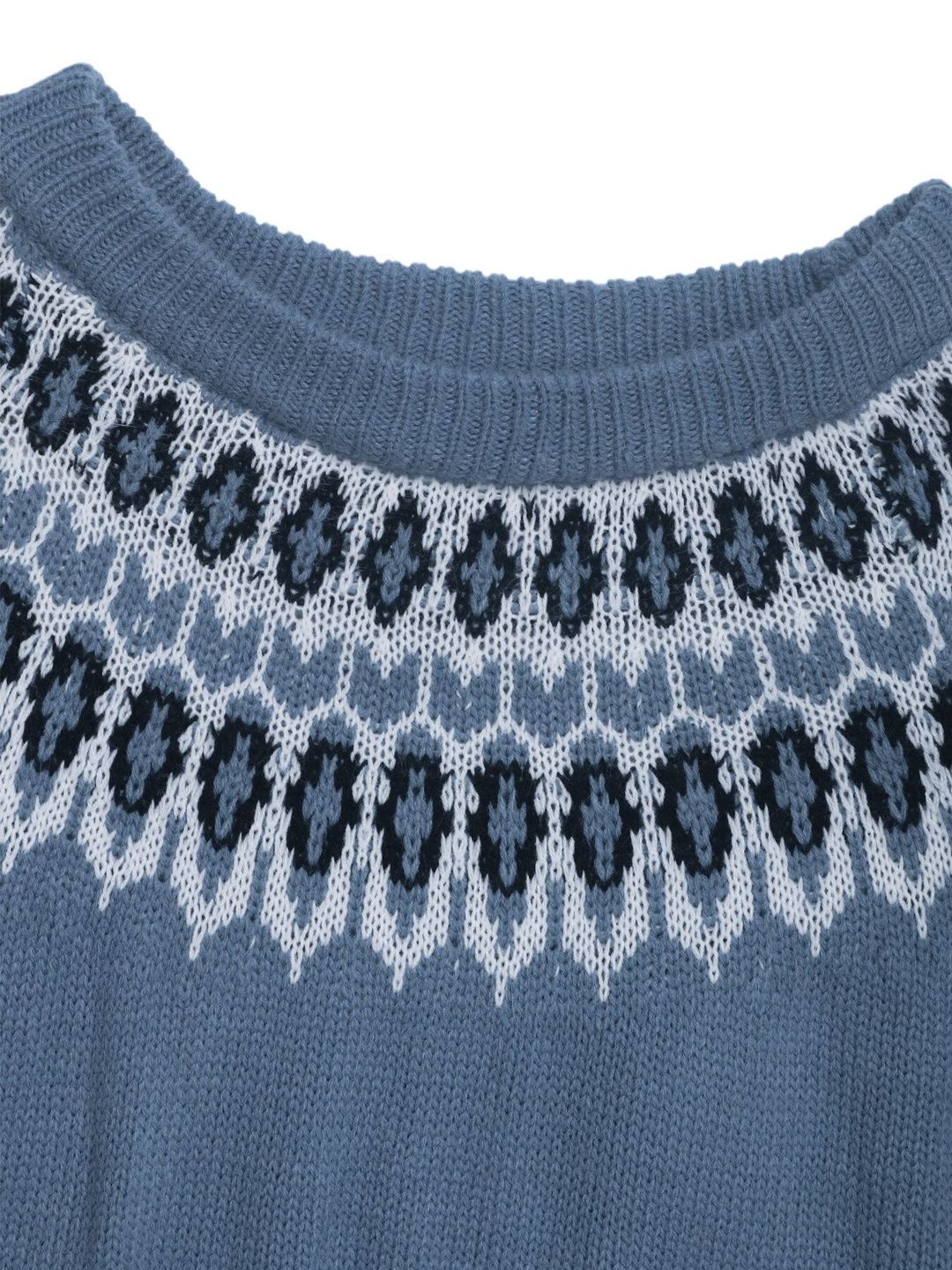 Women's Blue Fair Isle Printed Pullover