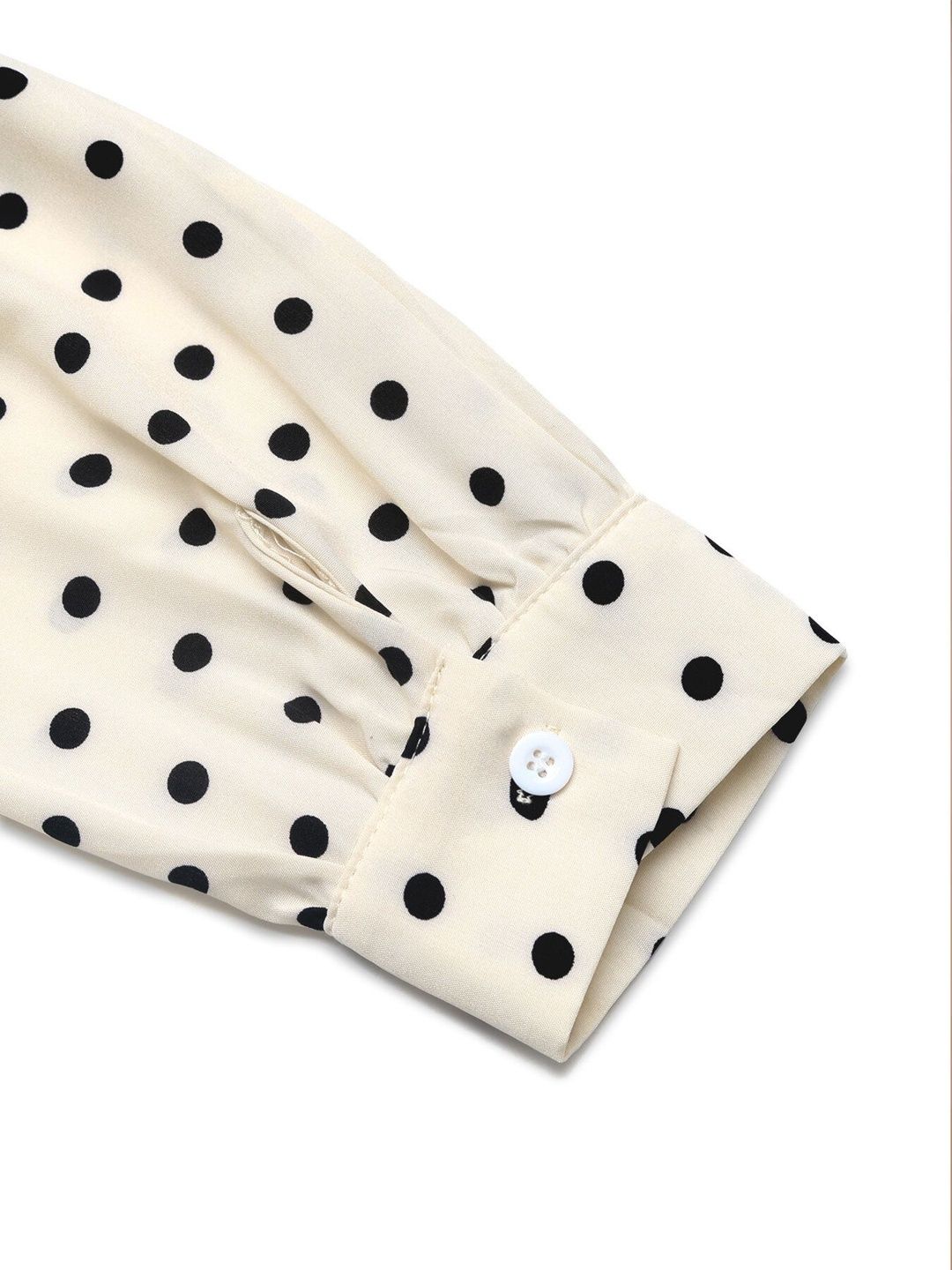 Women's Grey Nowi Polka Dot Print Tie-Up Neck Fit & Flare