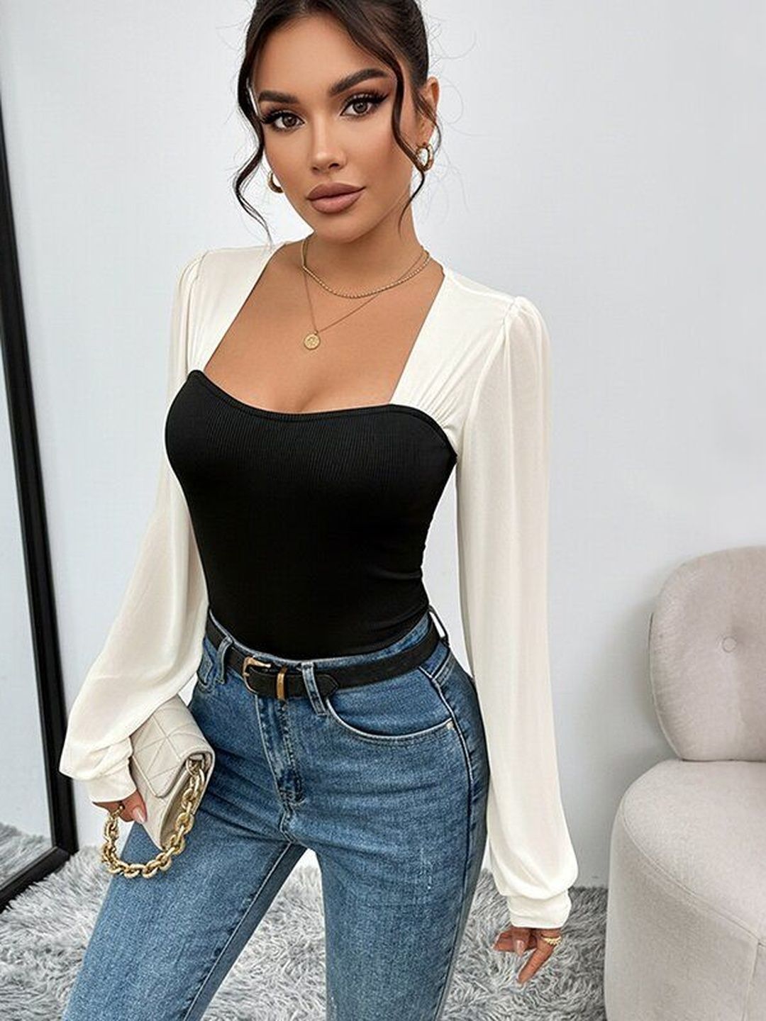 Cotton Square Neck Bodysuit