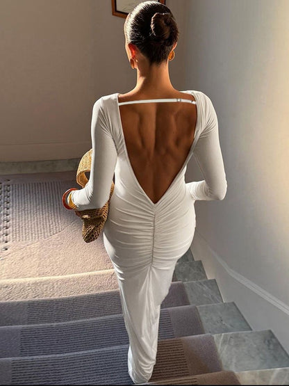 Women's White Bodycon Maxi Dress