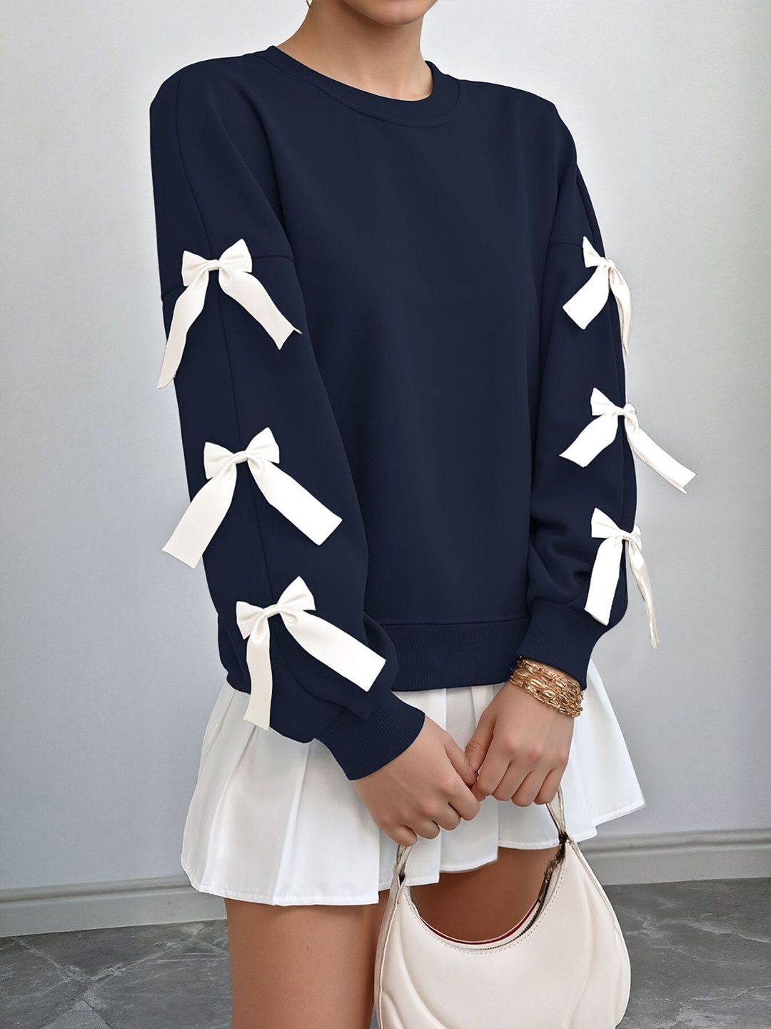 Sweatshirt in Blue cotton Style 62 - Nowi Korean Fashion