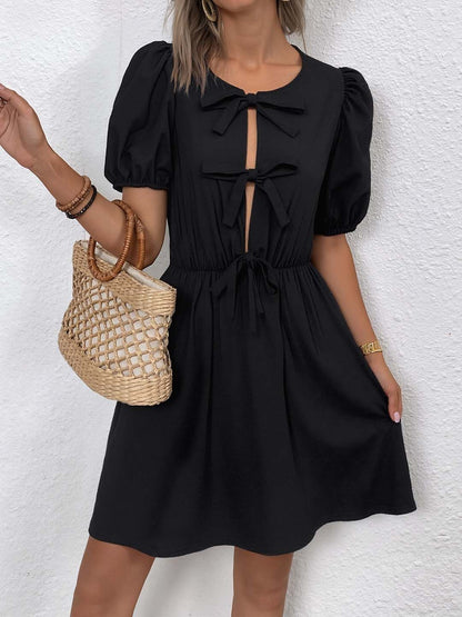 Puff Sleeve Fit & Flare Dress