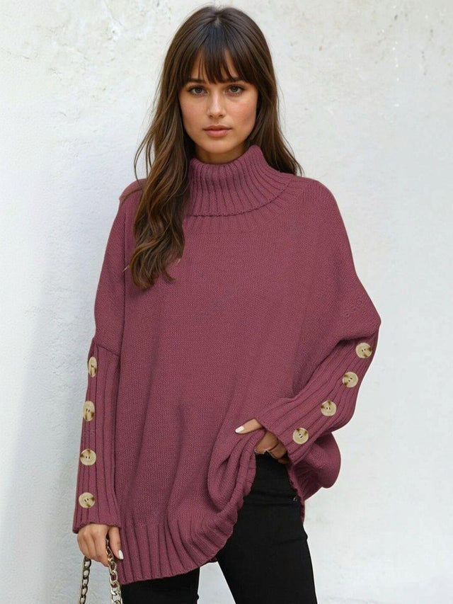 Ribbed Pullover in Maroon acrylic - Nowi Korean Fashion