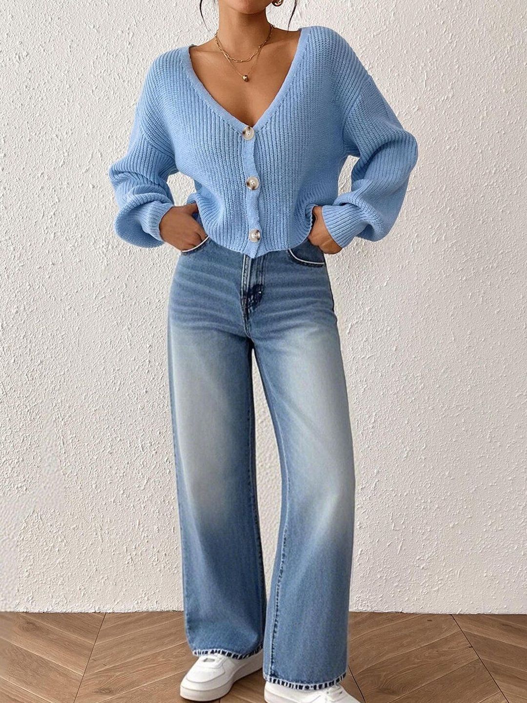 Women Ribbed Crop Cardigan