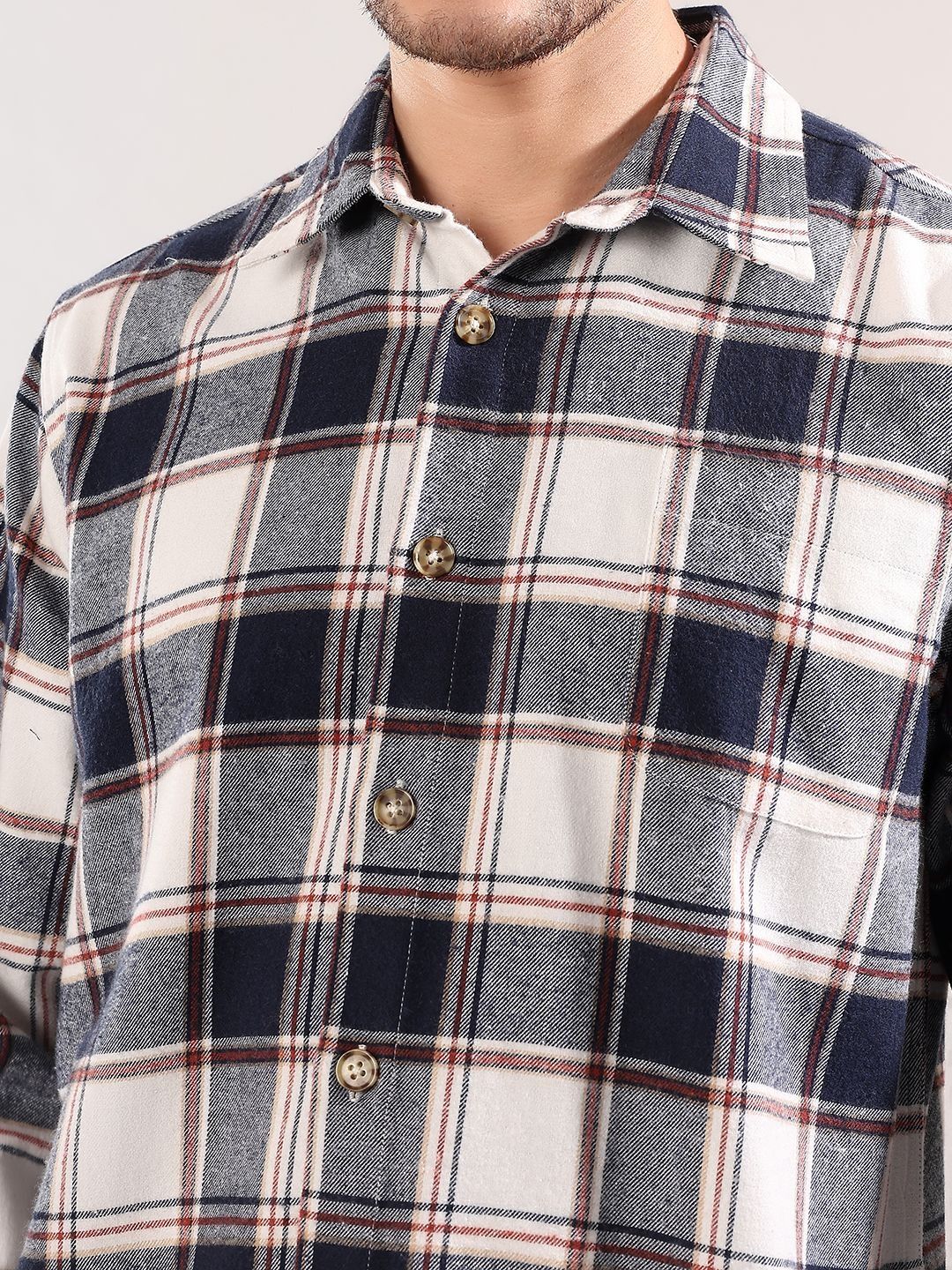 NOWI Men Tartan Checks Checked Casual Shirt