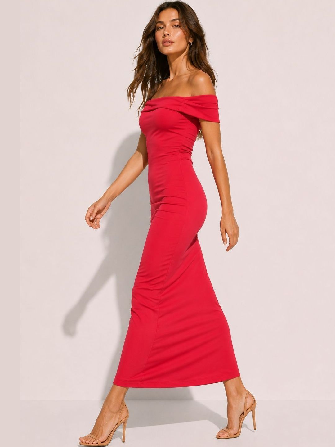 Off-Shoulder Bodycon Midi Dress