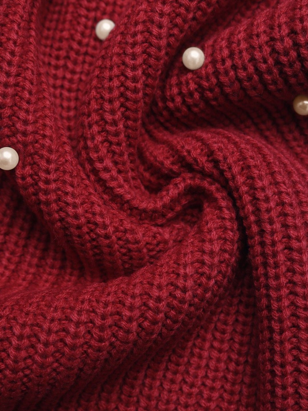 Women's Red Cardigan With Embellished Detail
