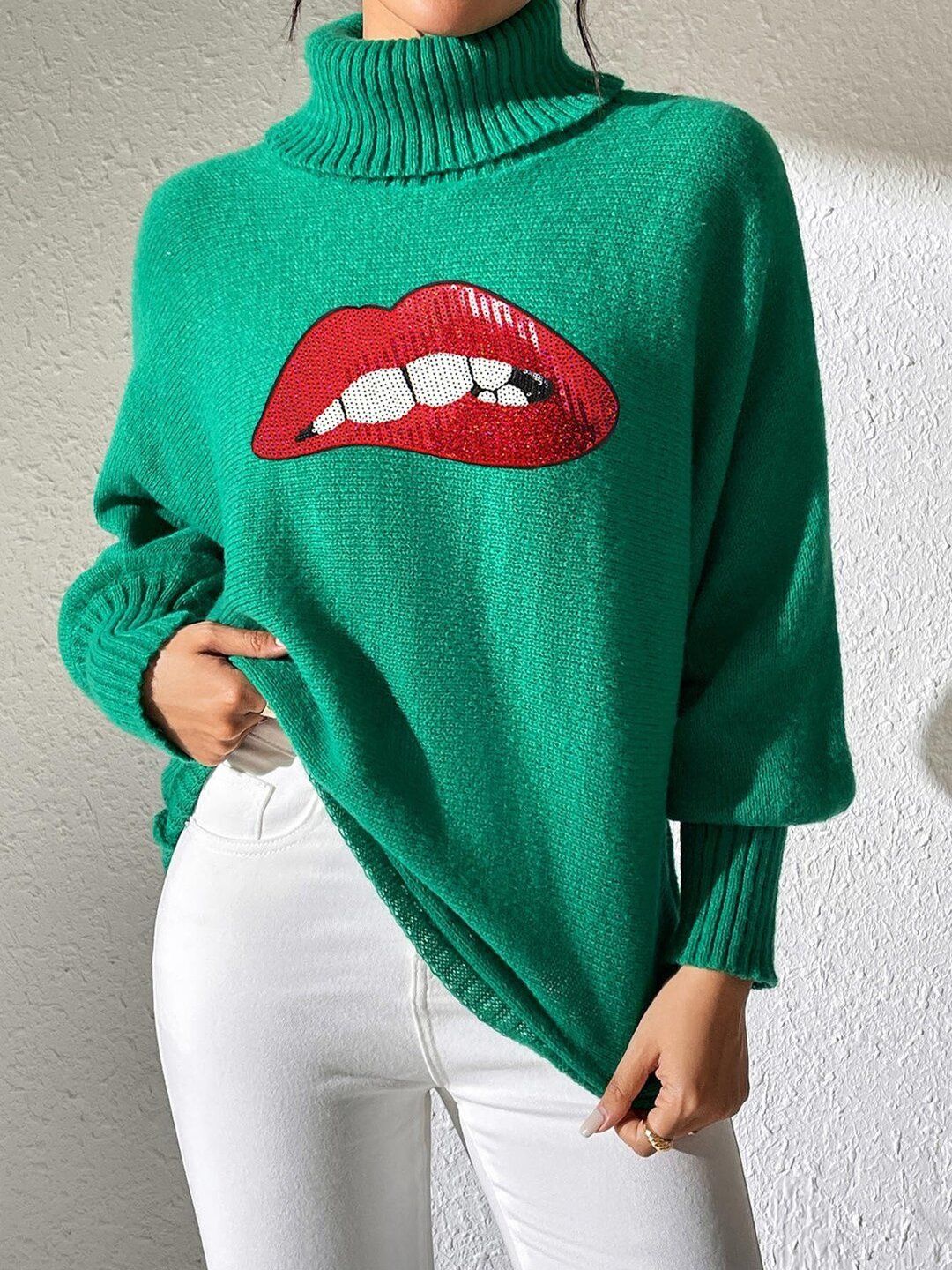Women Printed Pullover with Embellished Detail