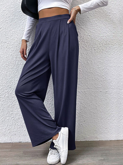 Women High-Rise Pleated Trousers