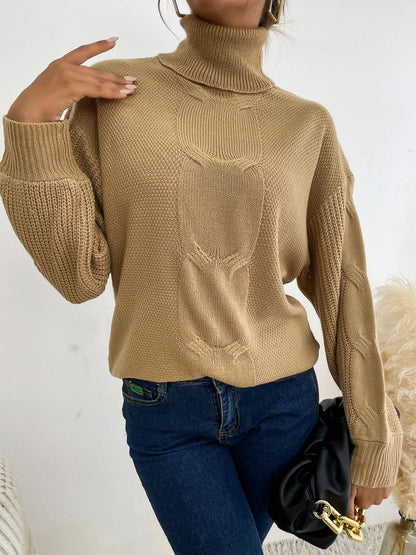 Women's Orange Nowi Women Cable Knit Pullover Printed