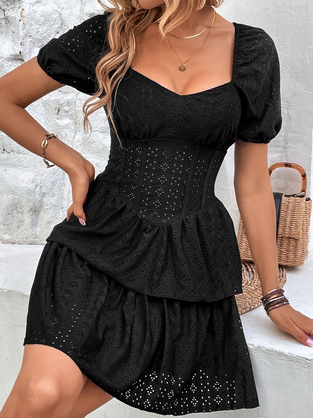 Puff Sleeve Fit & Flare Mini Dress