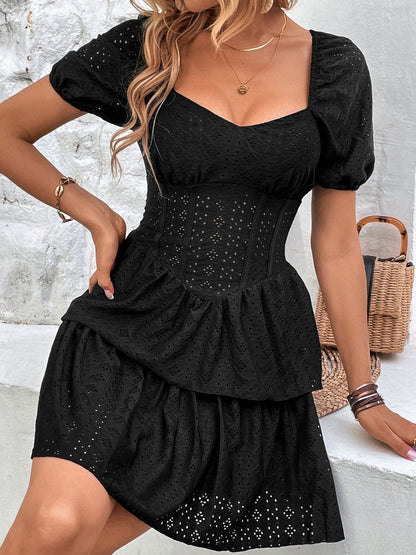 Puff Sleeve Fit & Flare Mini Dress