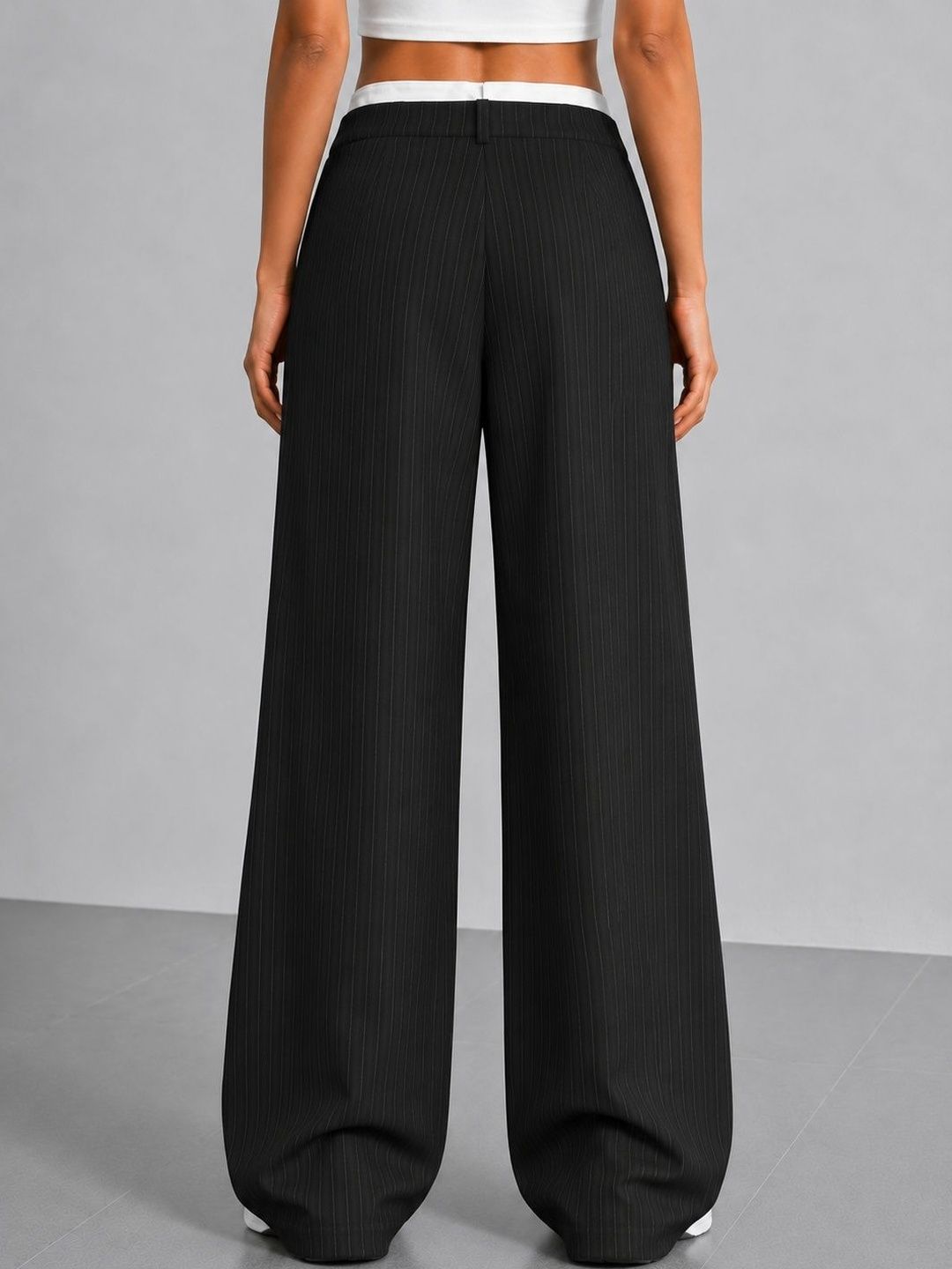 Women Relaxed High-Rise Wrinkle Free Pleated No Fly Trousers