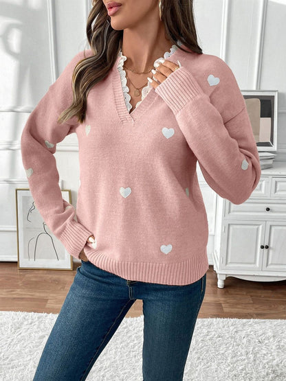 Women's Pink Printed Pullover