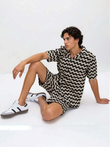 Woven Design Shirt with Shorts