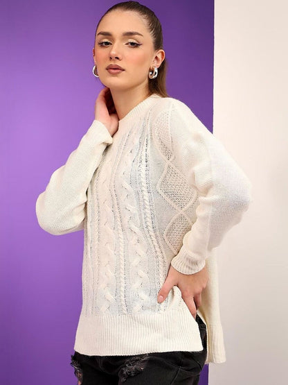 NOWI Women Cable Knit Woollen Pullover