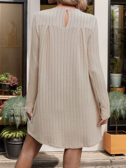 Women's Beige A-Line Dress Blend Printed