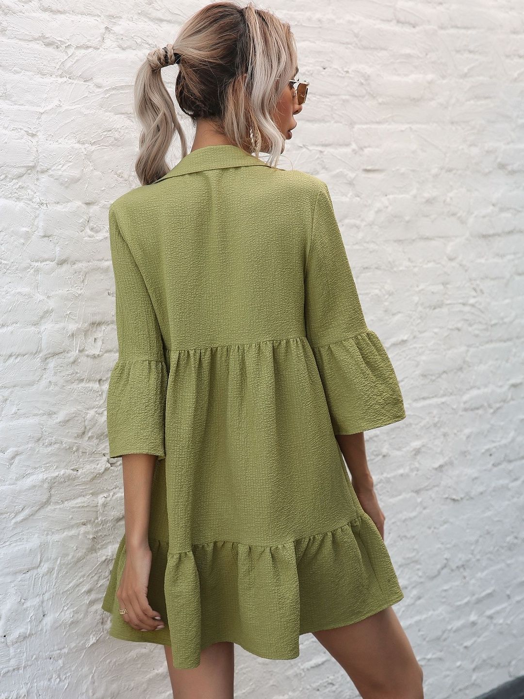 Flared Sleeve A-Line Mini Dress