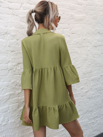 Flared Sleeve A-Line Mini Dress