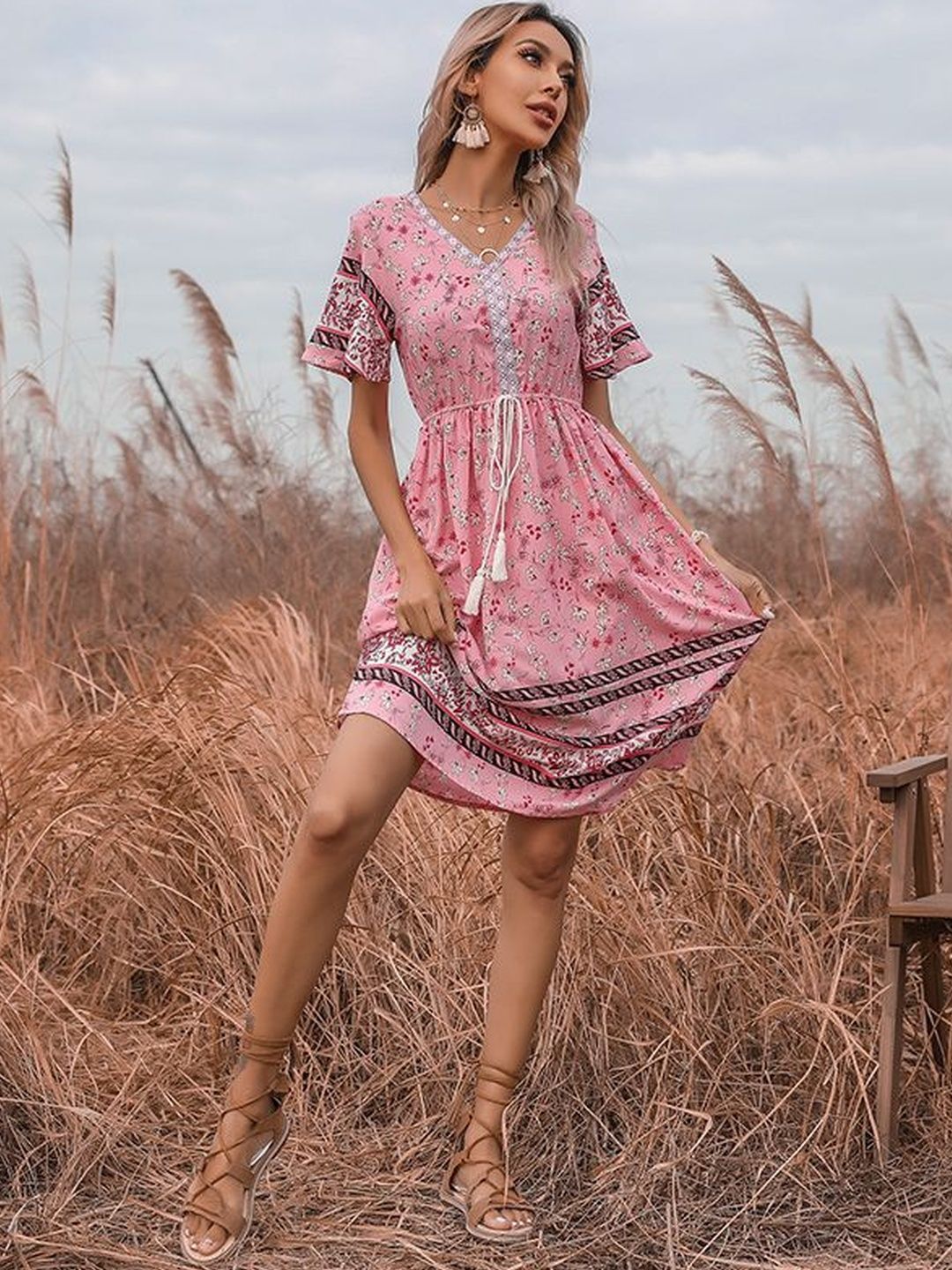 Floral Print Fit & Flare Midi Dress