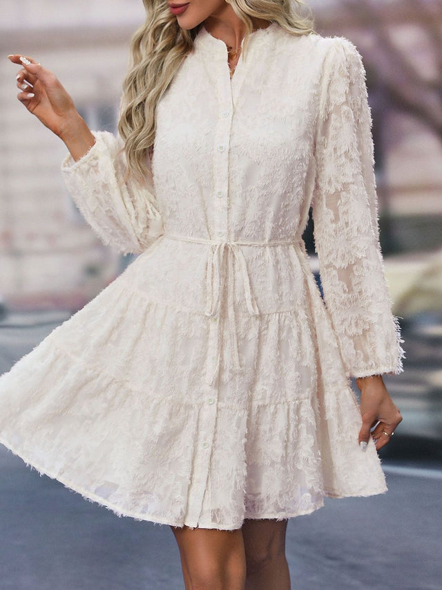 Fit & Flare Dress in White - Nowi Korean Fashion