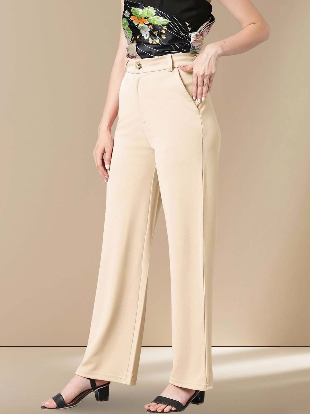 Women Straight Fit High-Rise Trousers