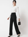 NOWI Women High-Rise Regular Fit Solid Formal Trousers