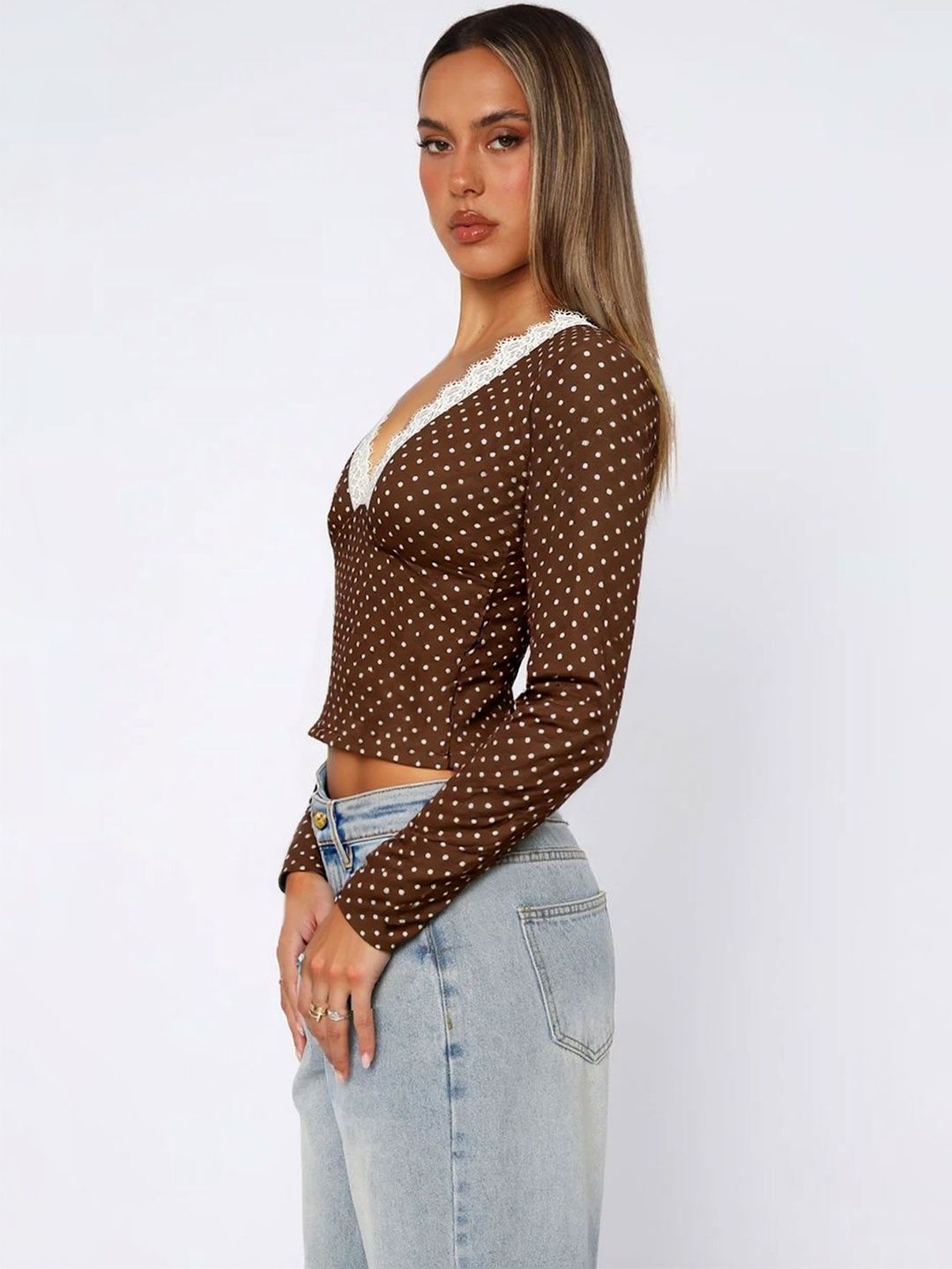 Polka Dot Print Cotton Top